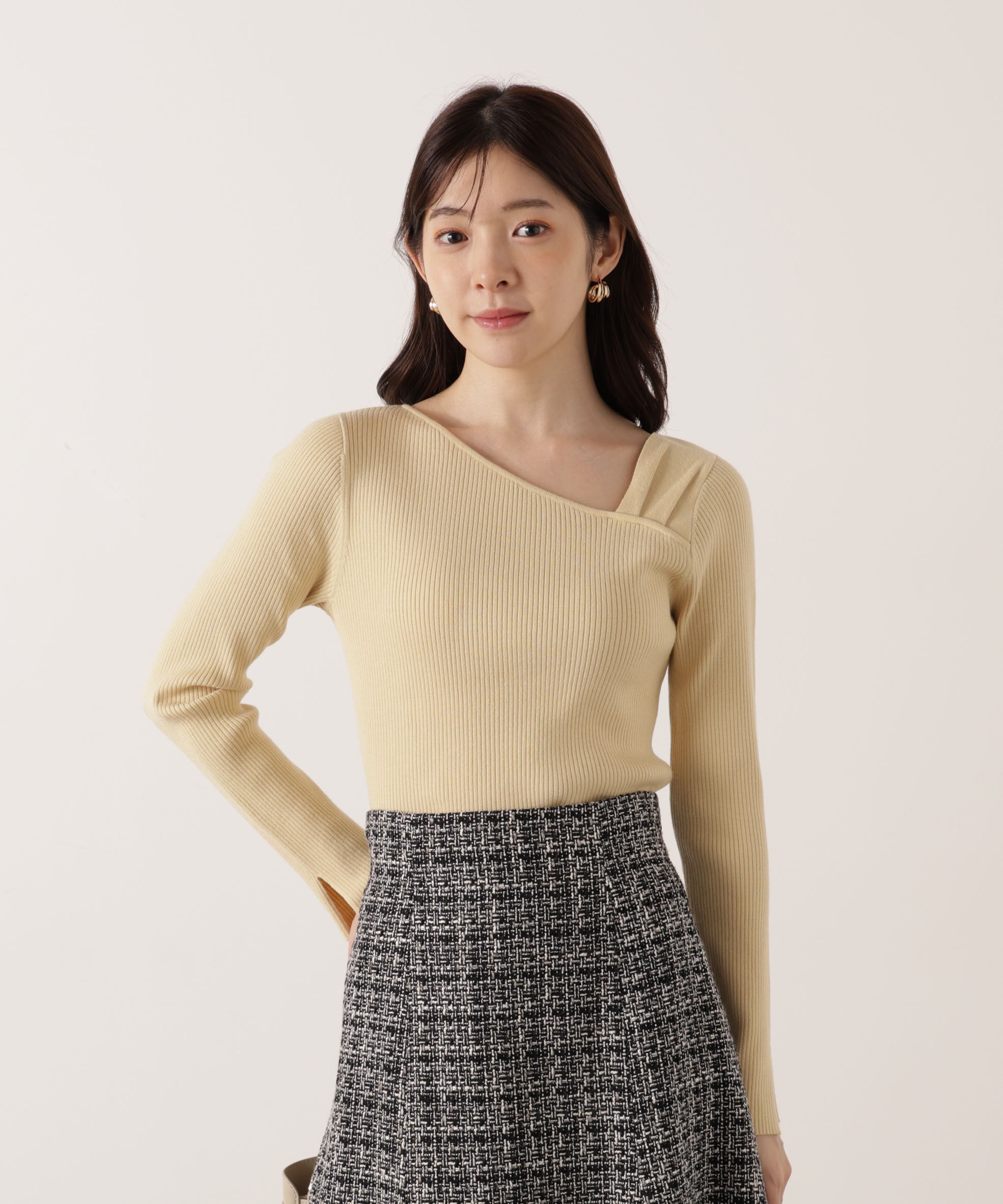 PROPORTION BODY DRESSING「アシメネックリブニット 25AW」|ニット・セーター|