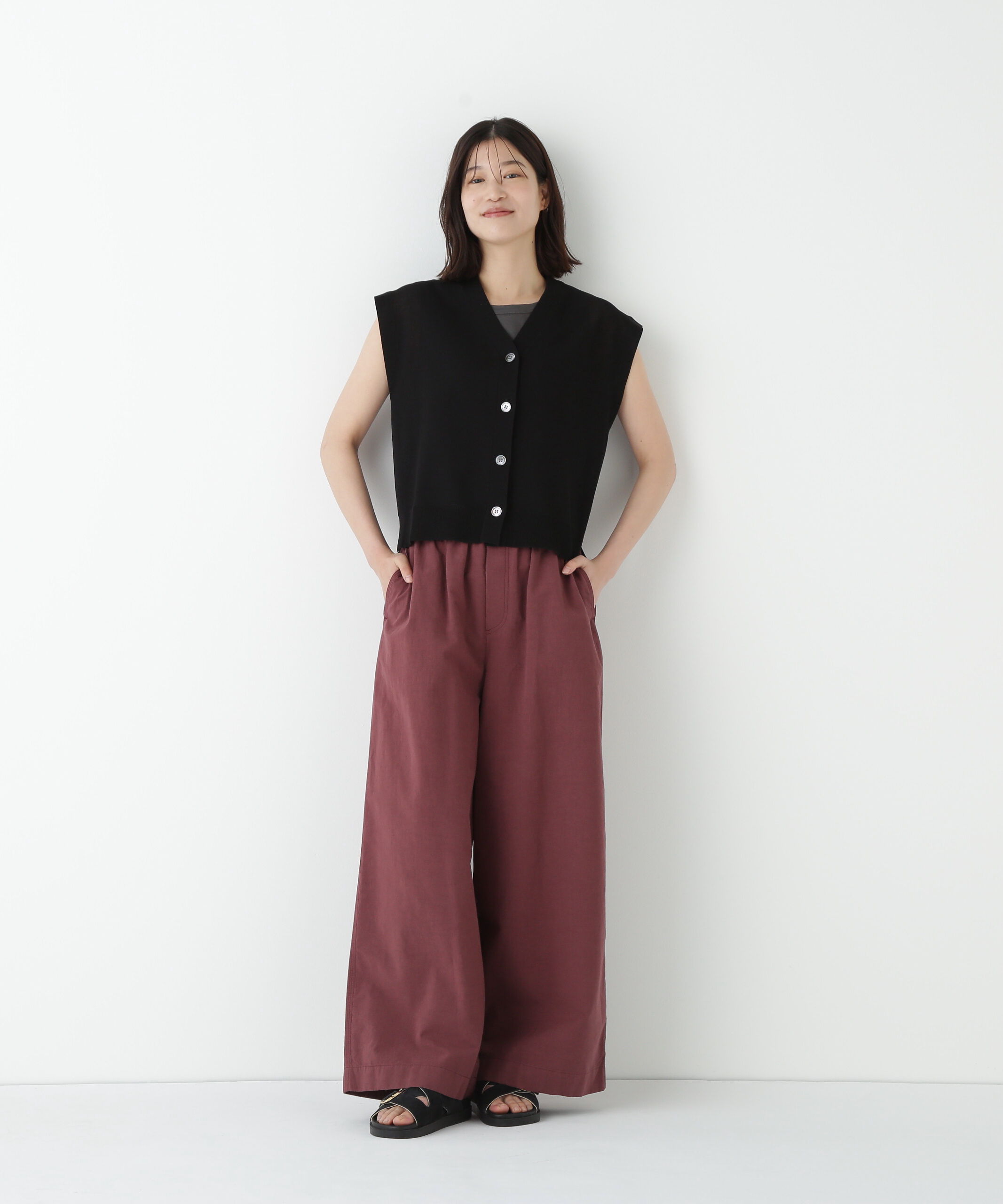  「◆コットンリネンウェザー近江晒シェフパンツ」|その他|