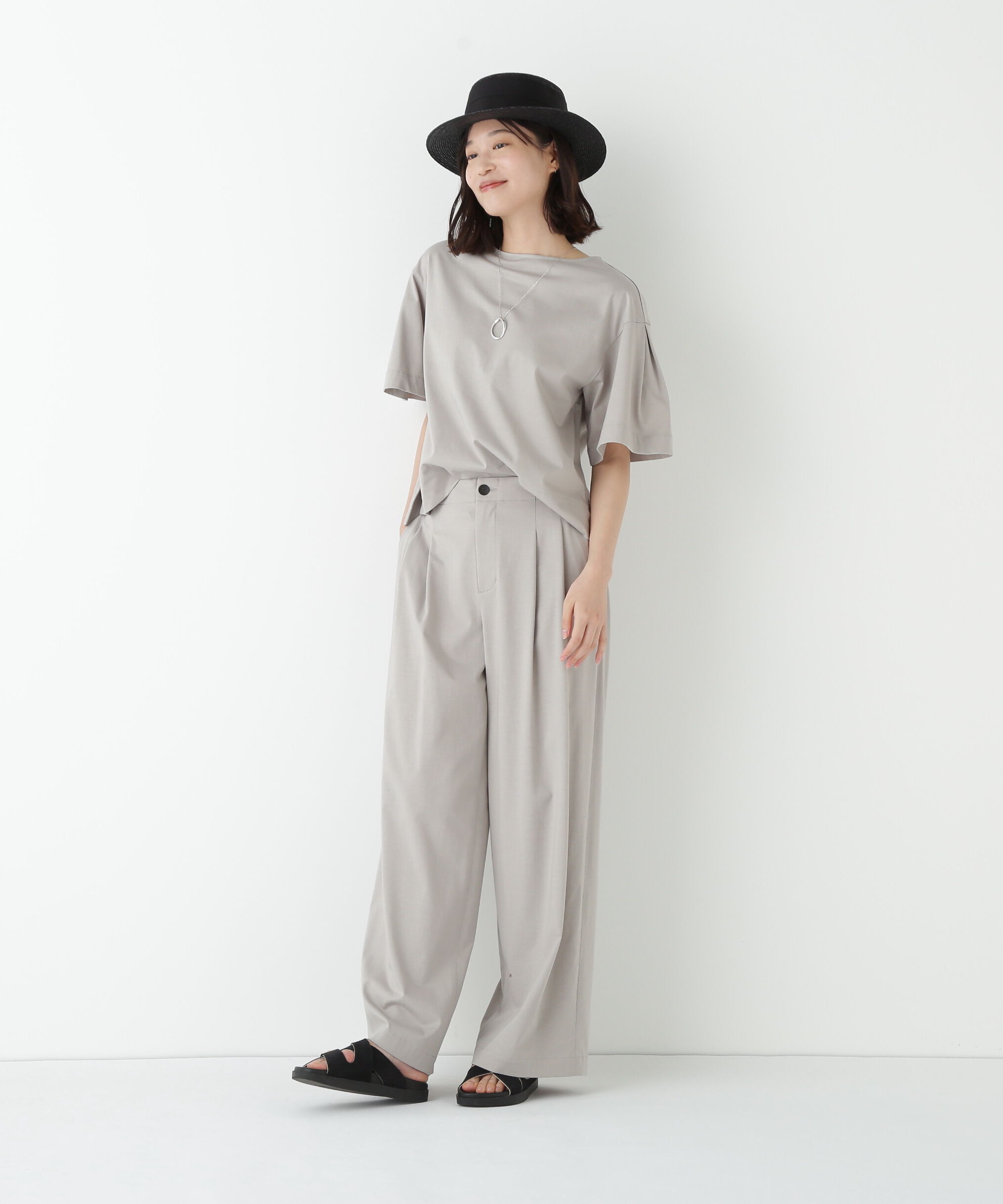  「◆プレーティング天竺タックスリーブボートネックプルオーバー」|Tシャツ・カットソー|