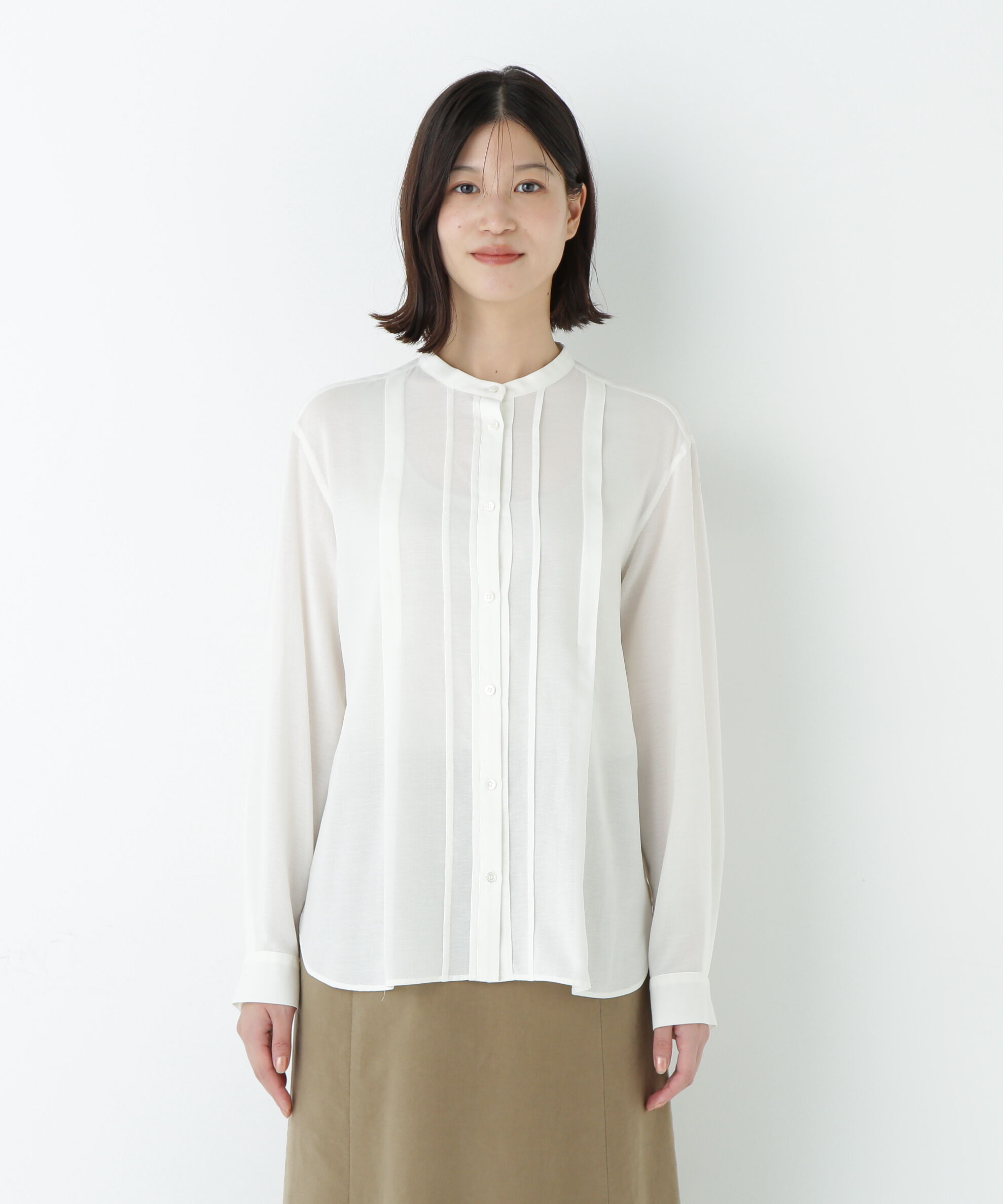  「◆コットンジョーゼットボイルバンドシャツブラウス」|シャツ・ブラウス|