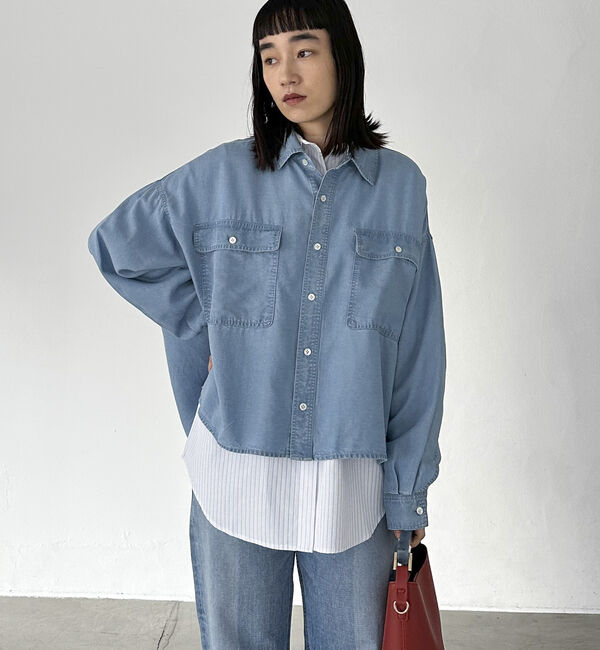 Doux archives「ストライプベーシックオーバーシャツ」|シャツ・ブラウス|
