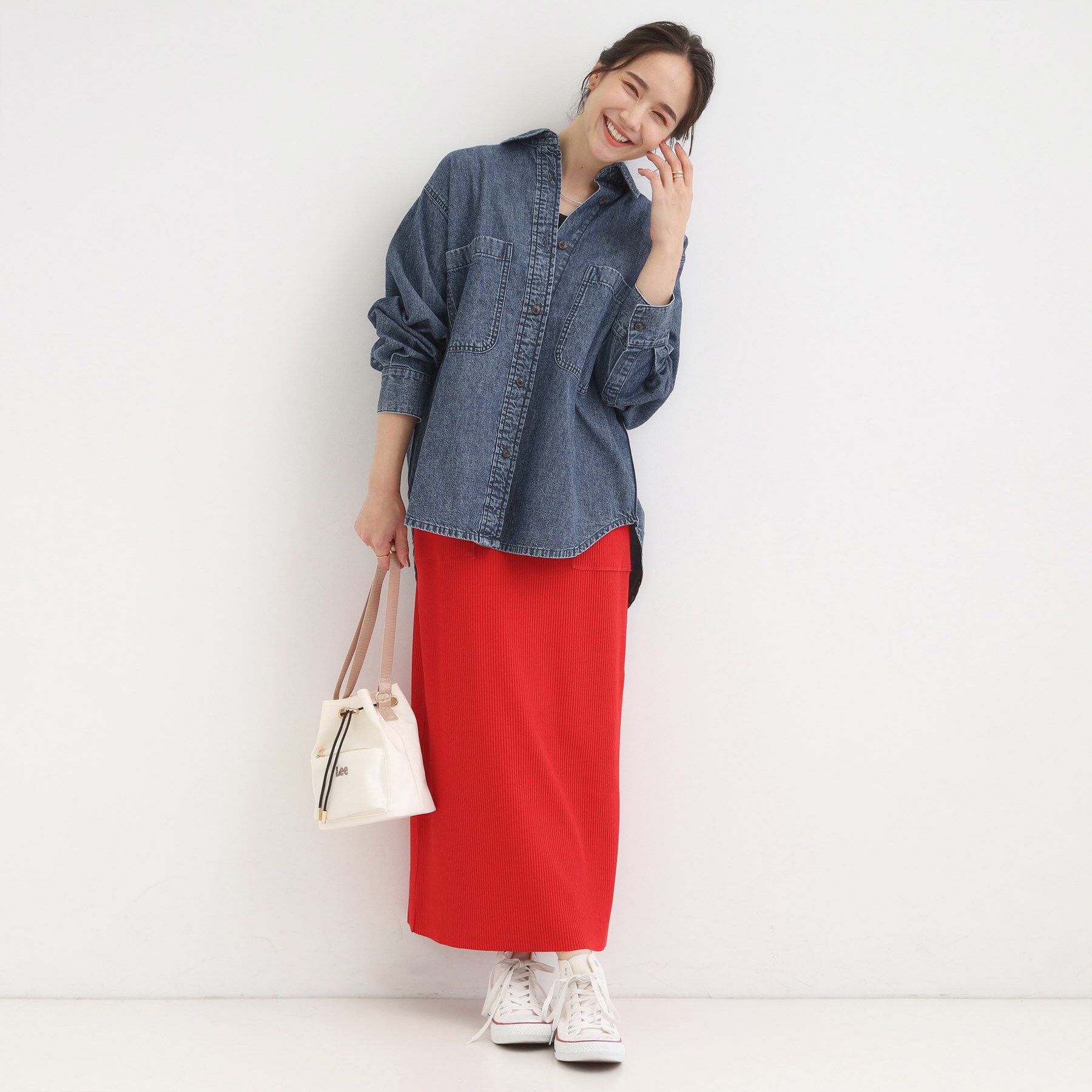 SHOO･LA･RUE「【S-LL】こなれ感をプラスする BIGポケットデニムシャツ」|シャツ・ブラウス|