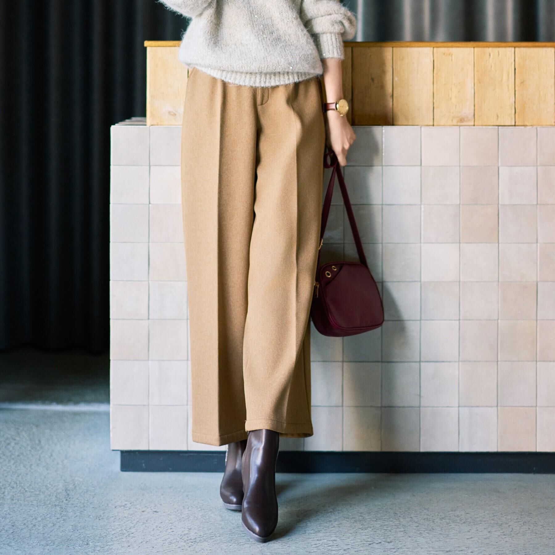 SHOO･LA･RUE「【着丈選べる】ウールフィールあったか裏起毛ワイドパンツ」|その他|