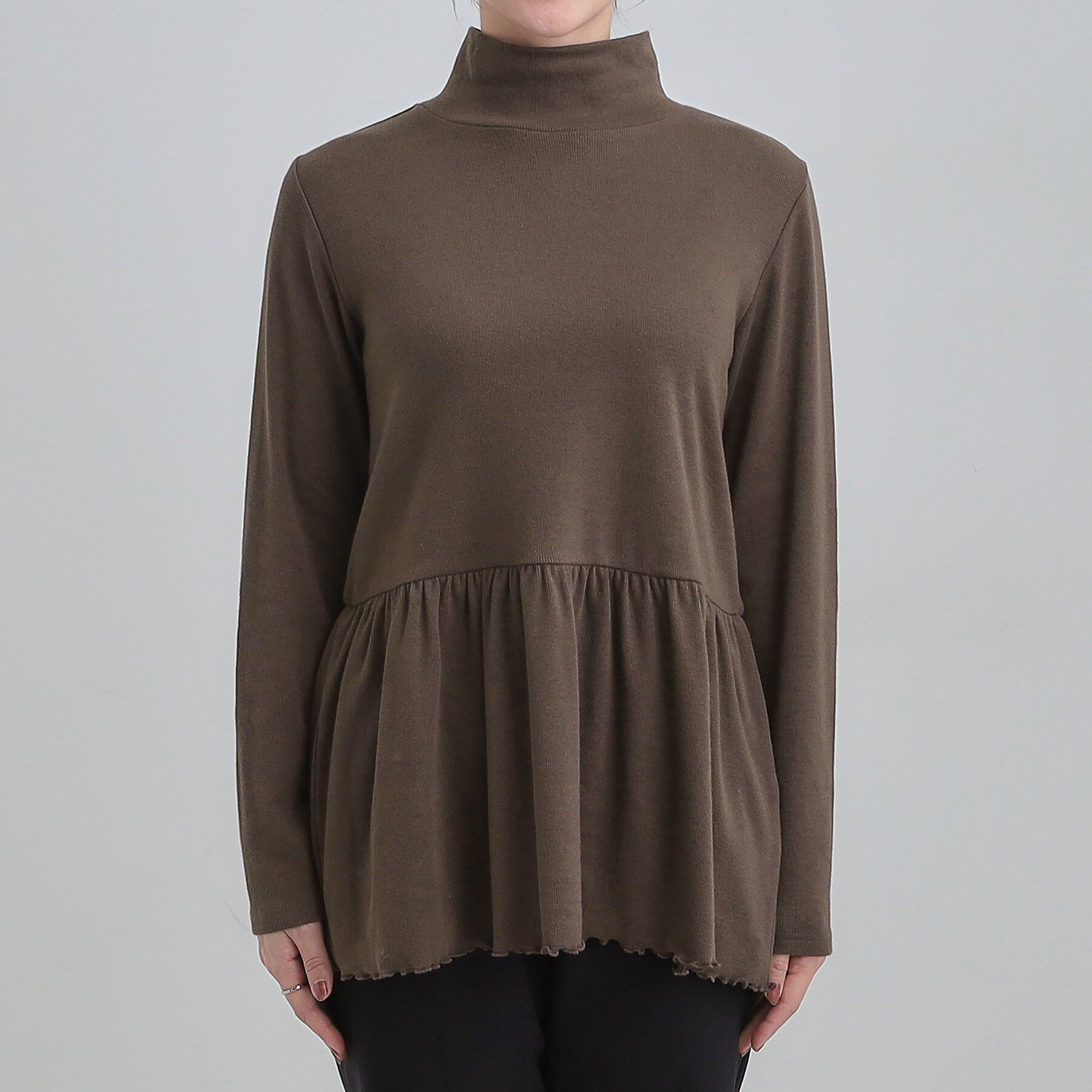 SHOO･LA･RUE「【洗濯機可/S-LL】品よく重ねる ペプラムリブトップス」|チュニック|