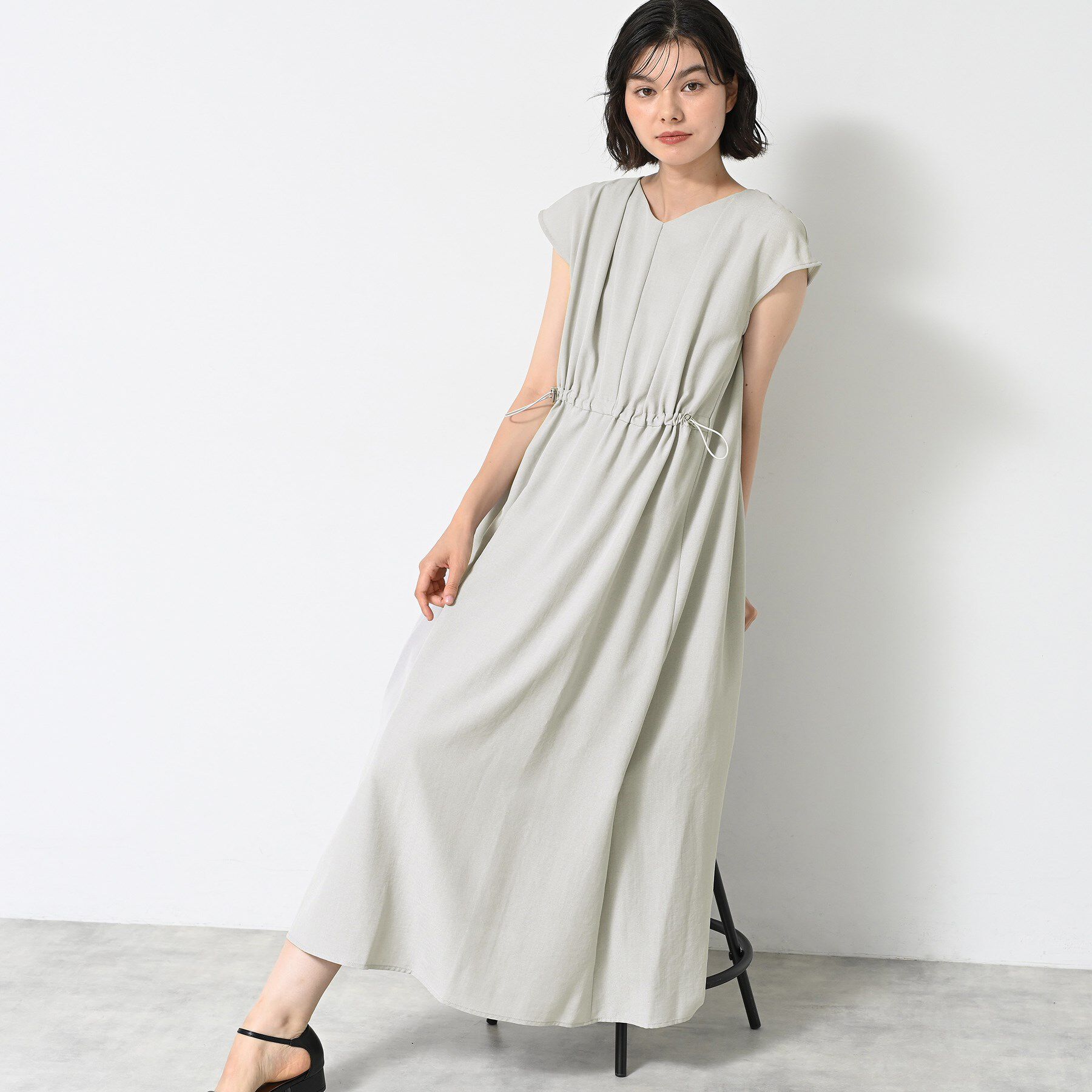 Dessin「【洗える】ウエストドロストリングワンピース」|ワンピース|ライトグレー(011