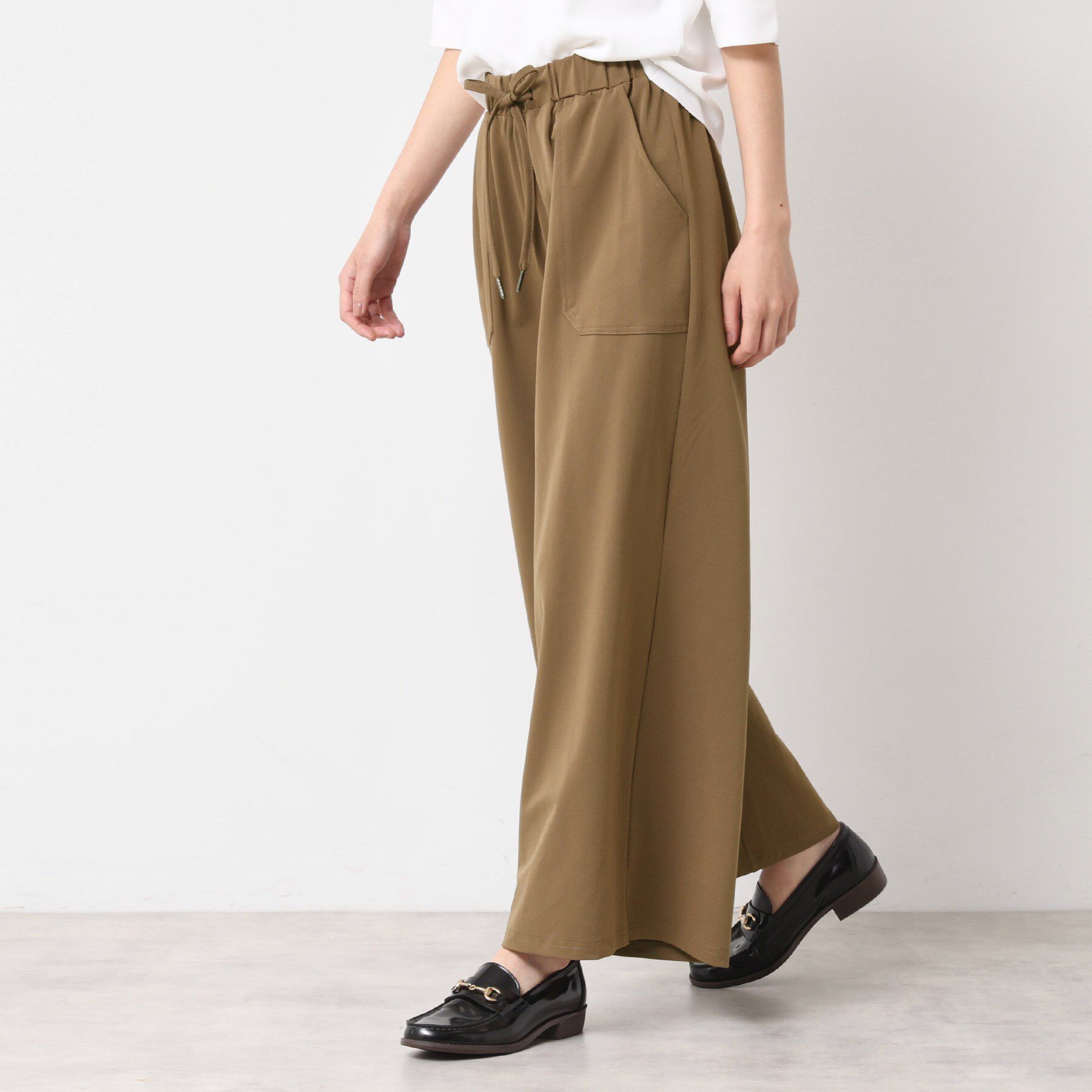 Dessin「【ウエストゴム・洗える】ストレッチワイドパンツ」|その他|モカブラウン(042