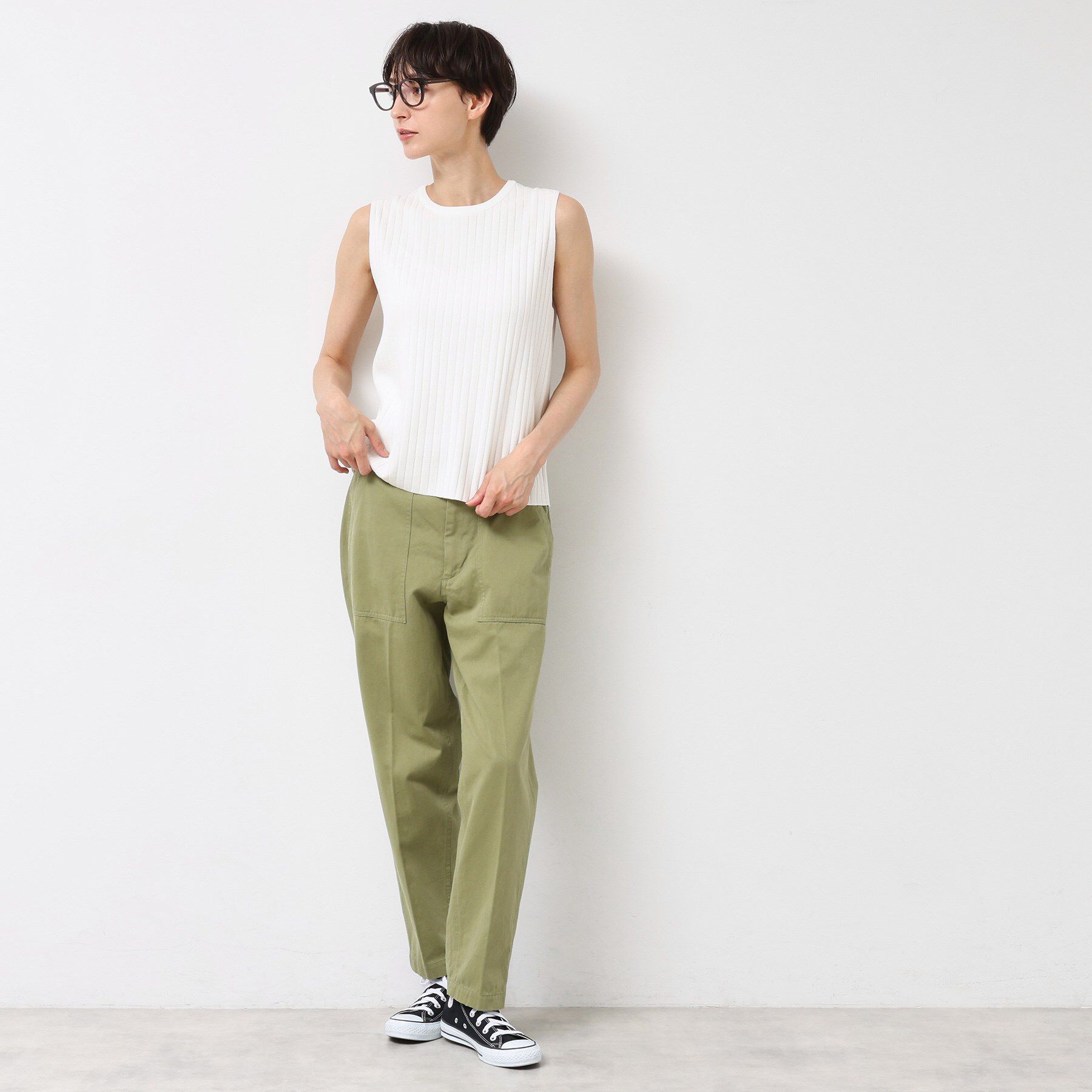 Dessin「【洗える】リブノースリーブニット」|ニット・セーター|