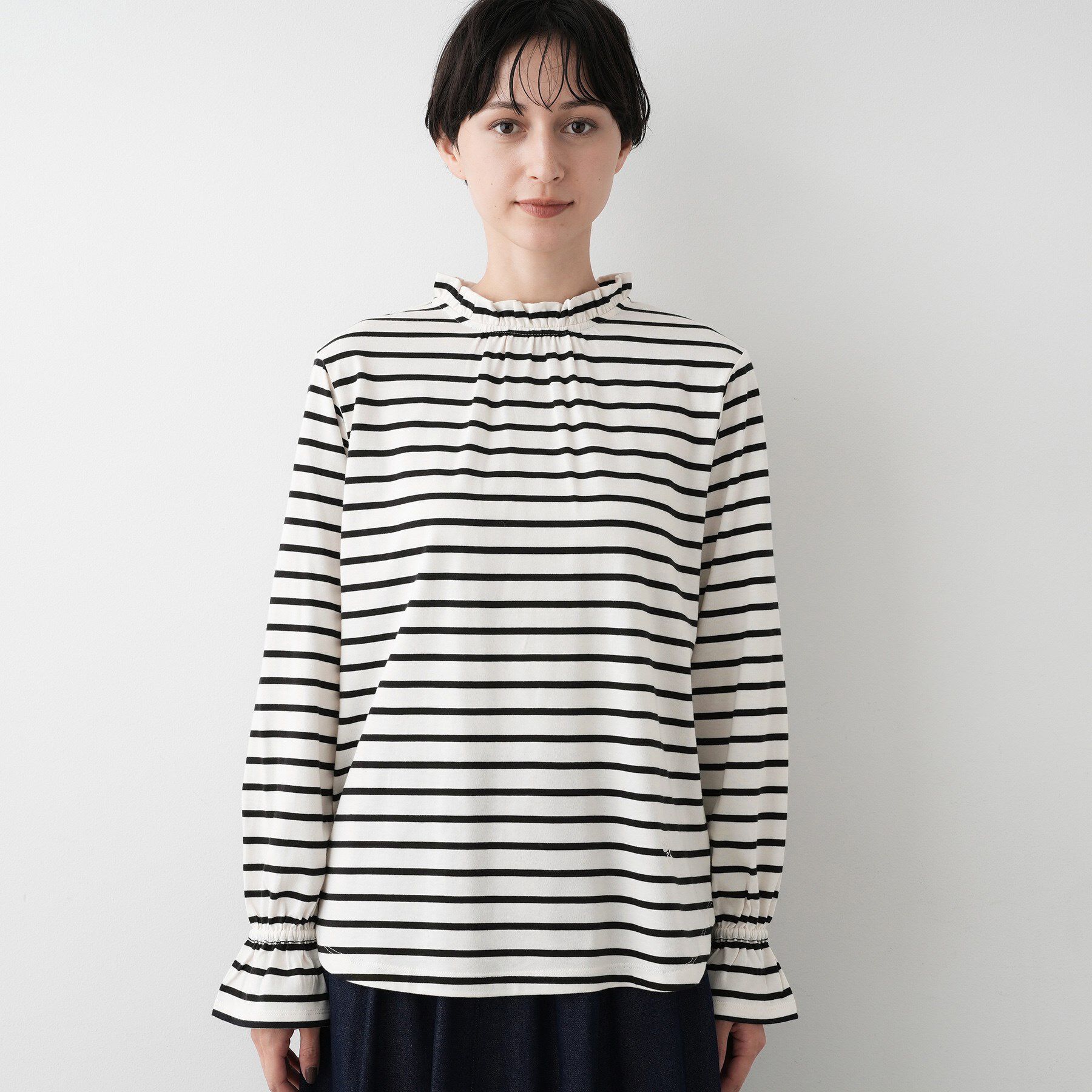 Dessin「【選べる首元デザイン/洗える】ネックフリルロングカットソー」|Tシャツ・カットソー|