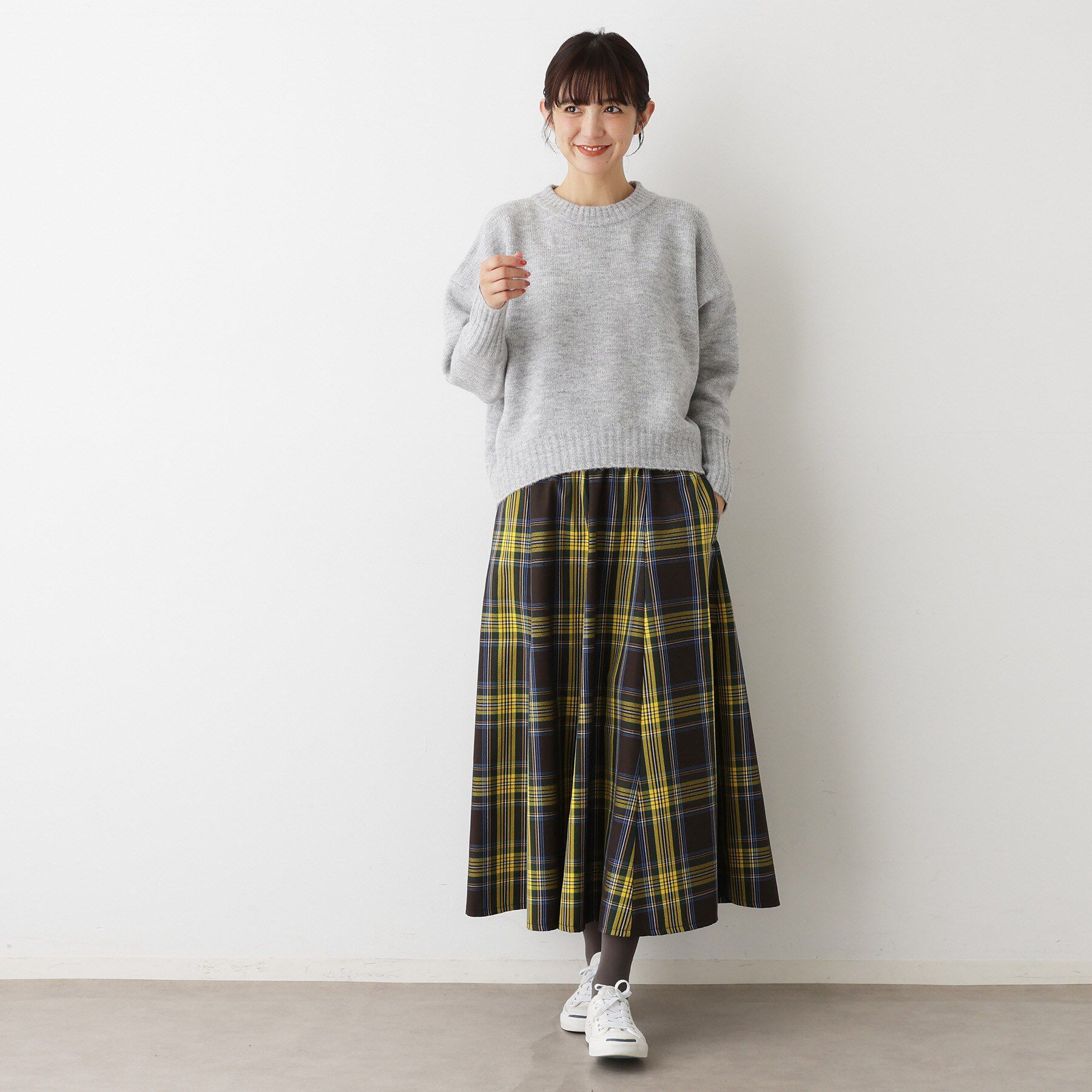 Dessin「【洗える・ウエストゴム】チェック柄フレアスカート」|スカート|