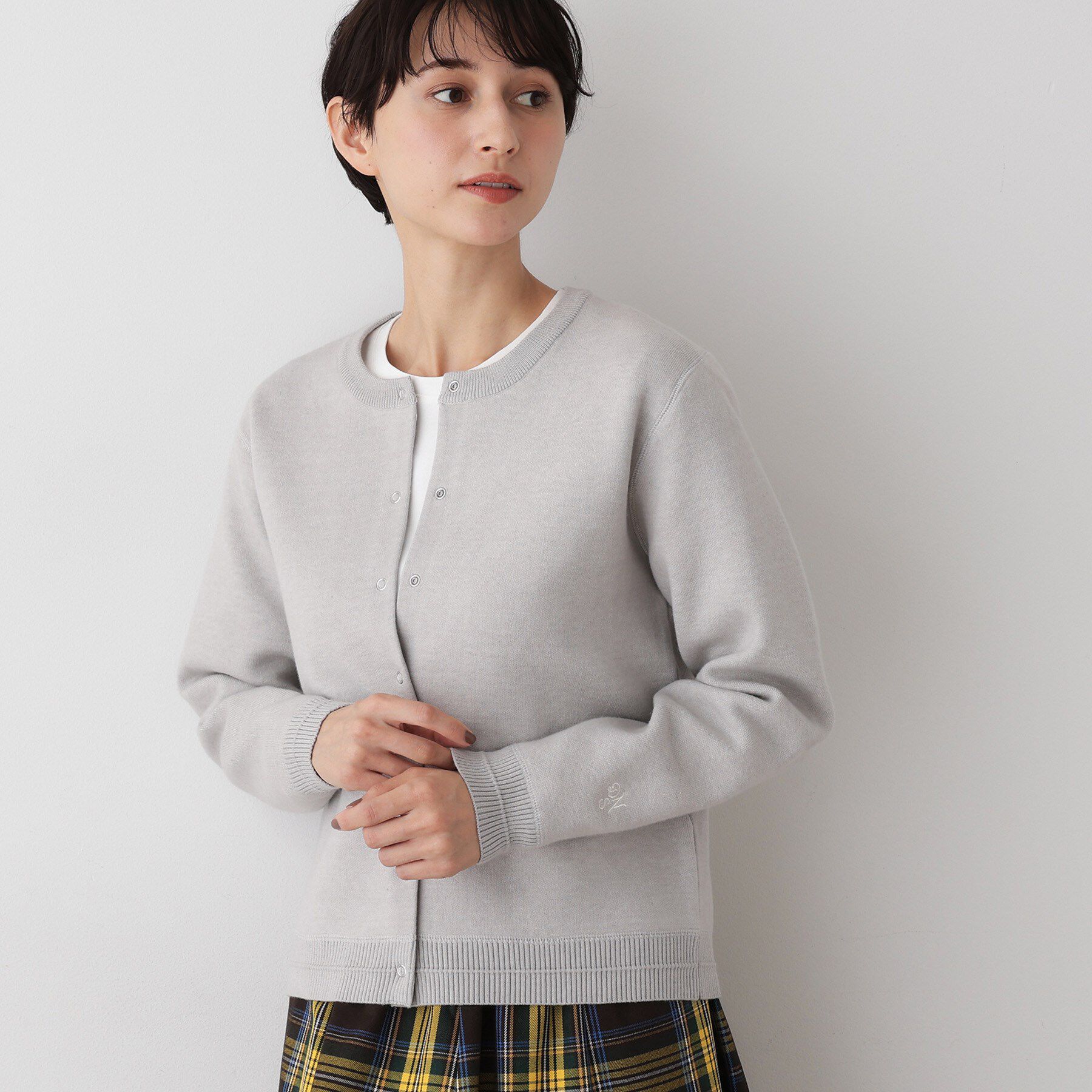 Dessin「【洗える】クルーネックカーディガン」|ニット・セーター|グレー(012)
