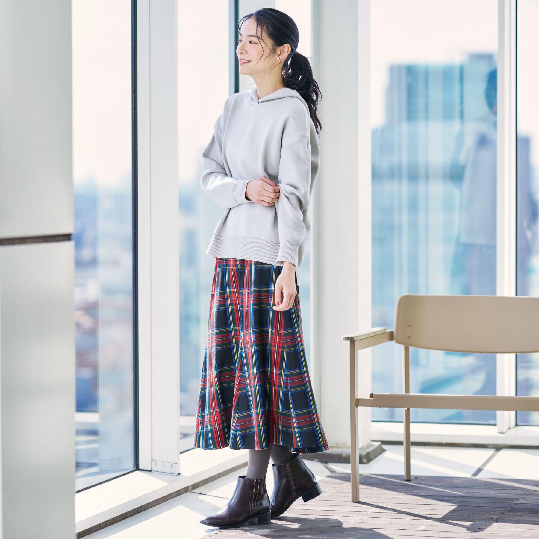 Dessin「【洗える】チェック柄起毛フレアスカート」|スカート|