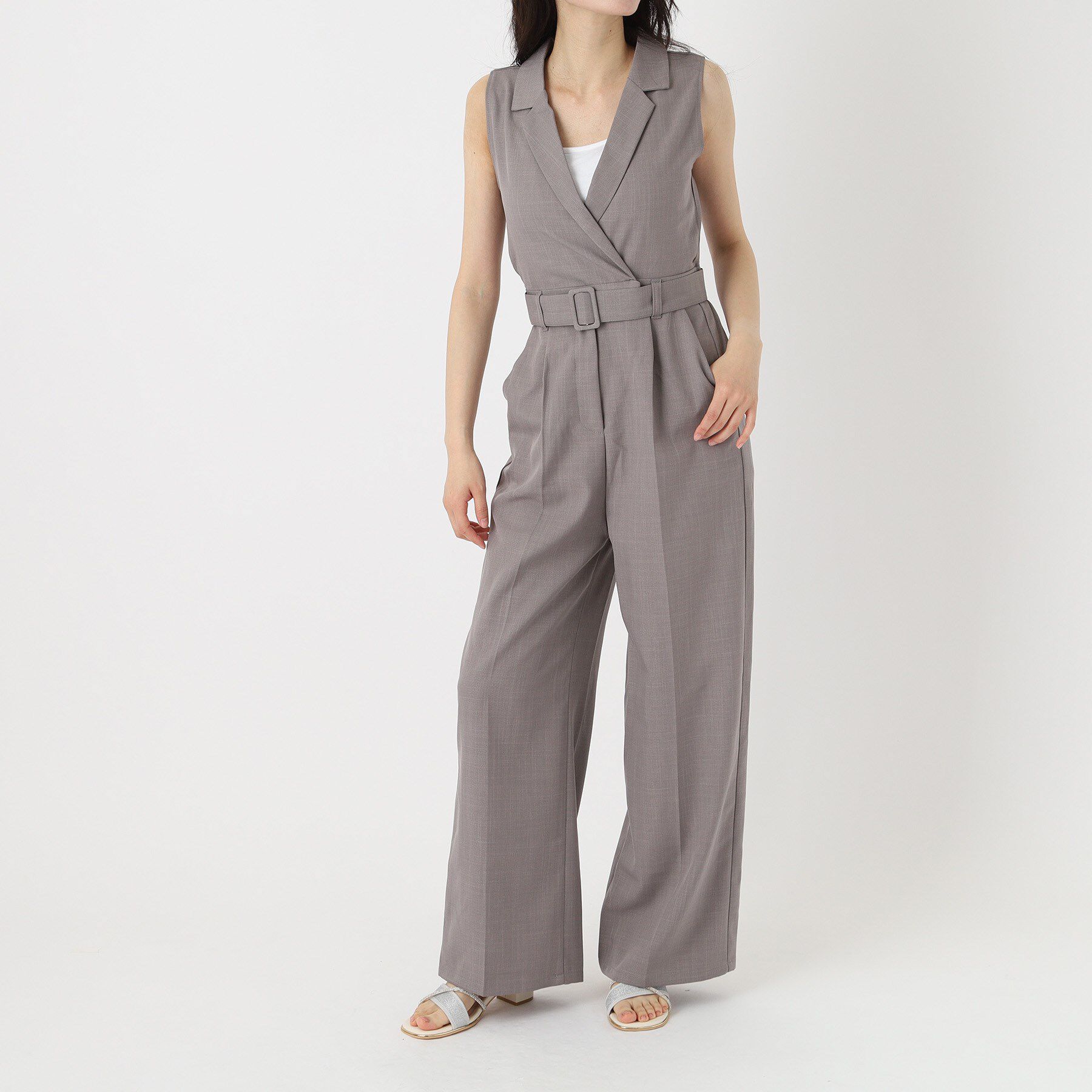 ESPERANZA「ラメ&times;ラインストーンスクエアトゥサンダル」|サンダル|