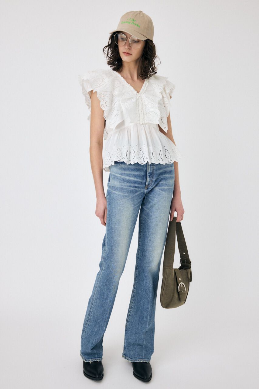 MOUSSY「EYELET CAPSLEEVE ブラウス」|シャツ・ブラウス|