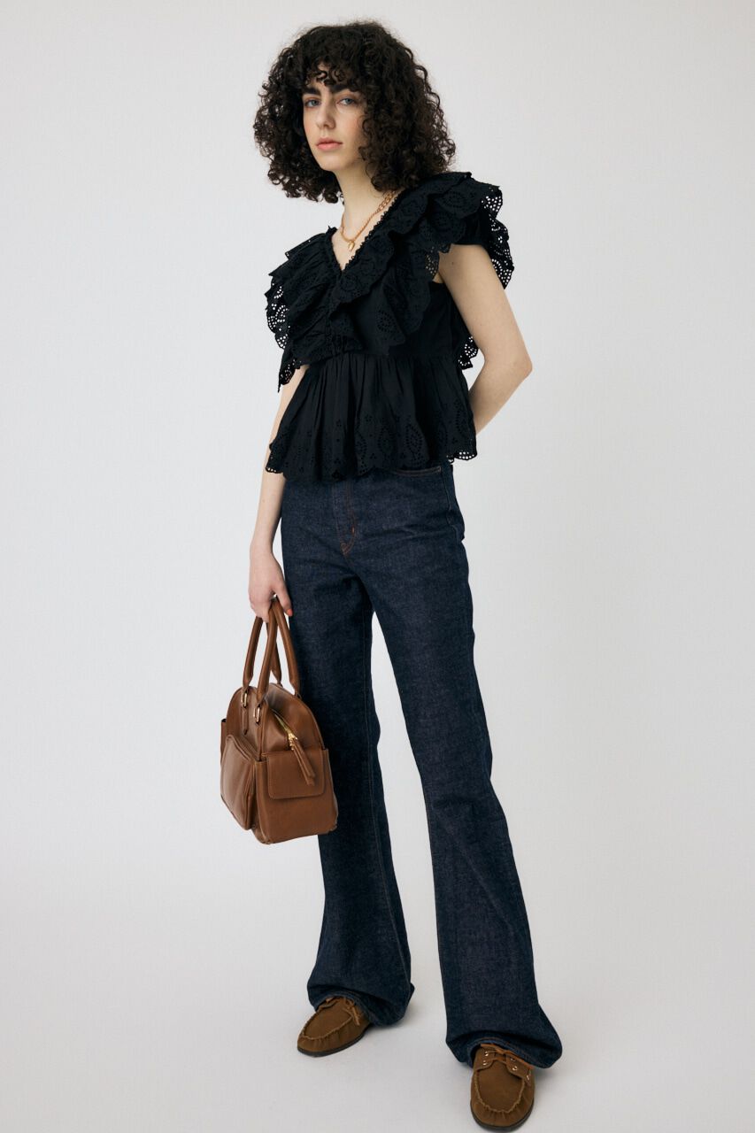 MOUSSY「EYELET CAPSLEEVE ブラウス」|シャツ・ブラウス|