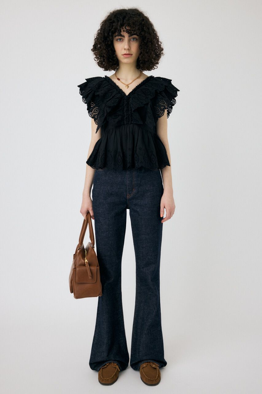 MOUSSY「EYELET CAPSLEEVE ブラウス」|シャツ・ブラウス|