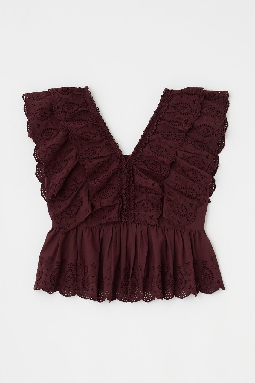 MOUSSY「EYELET CAPSLEEVE ブラウス」|シャツ・ブラウス|BRN