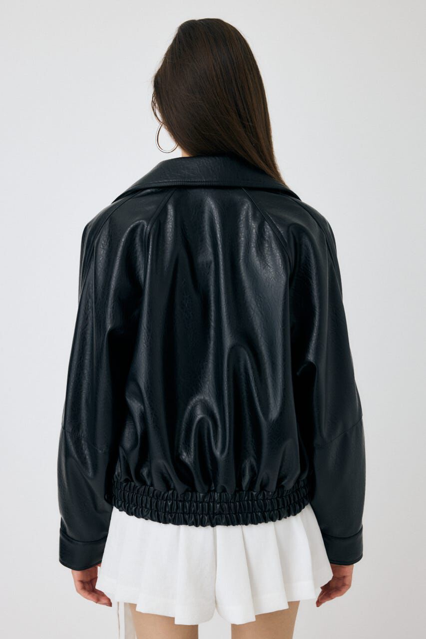 MOUSSY「F/LEATHER GATHER ブルゾン」|ブルゾン・スタジャン|