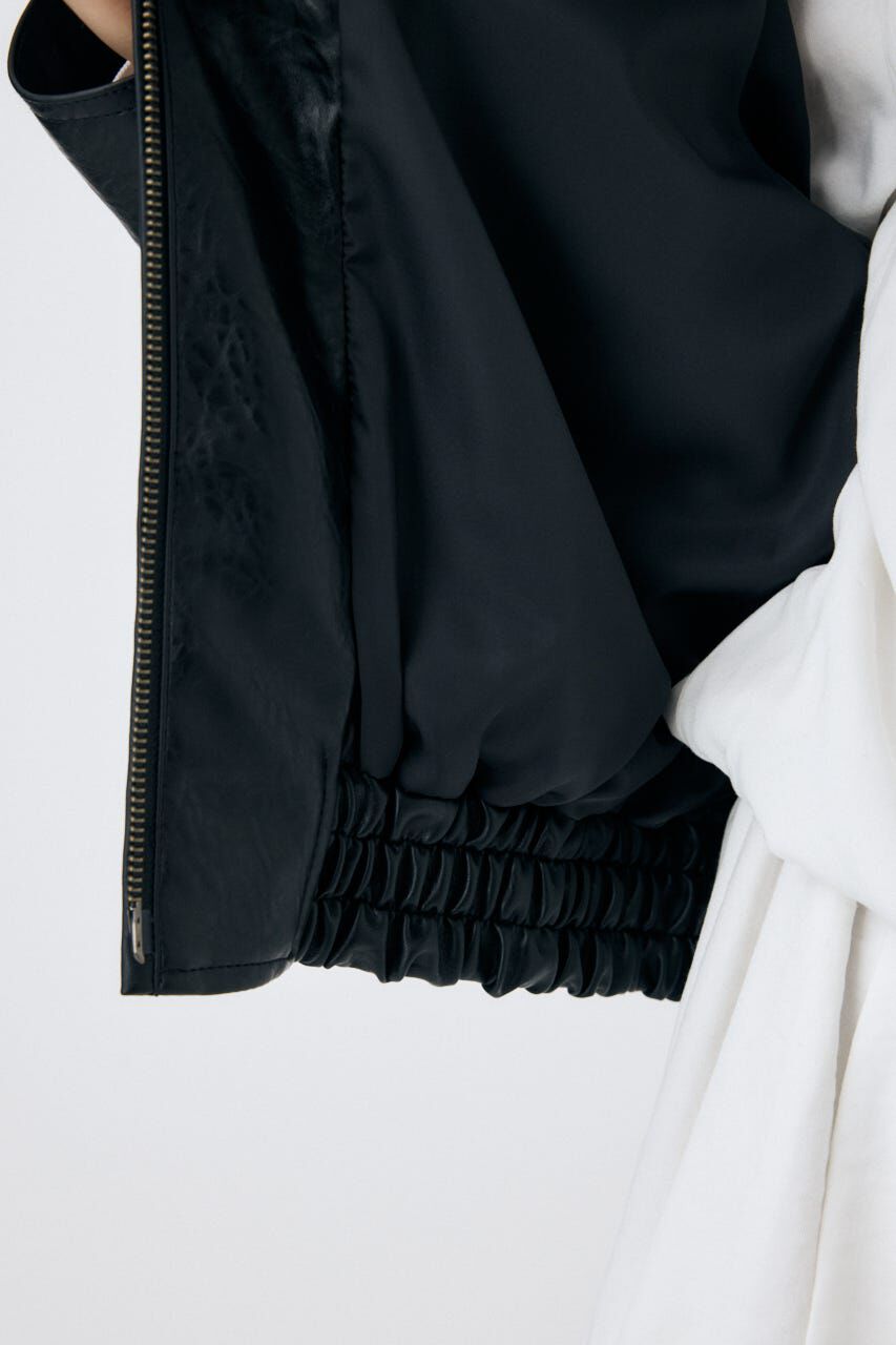 MOUSSY「F/LEATHER GATHER ブルゾン」|ブルゾン・スタジャン|