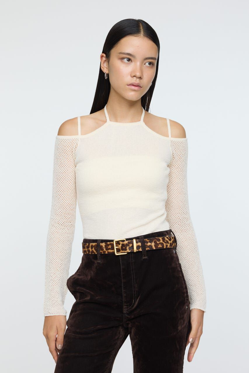MOUSSY「OPEN SHOULDER HALTER ニットトップス」|ニット・セーター|IVOY3