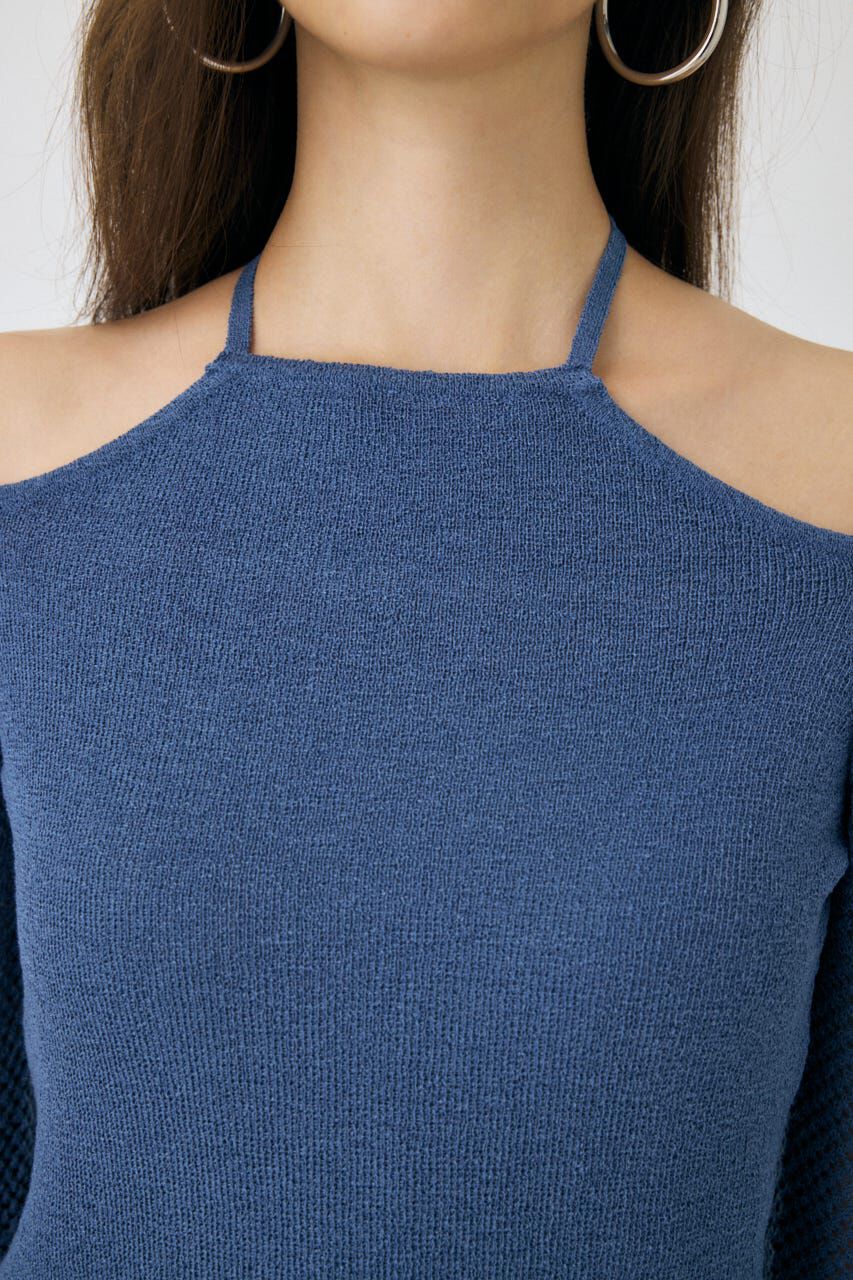 MOUSSY「OPEN SHOULDER HALTER ニットトップス」|ニット・セーター|