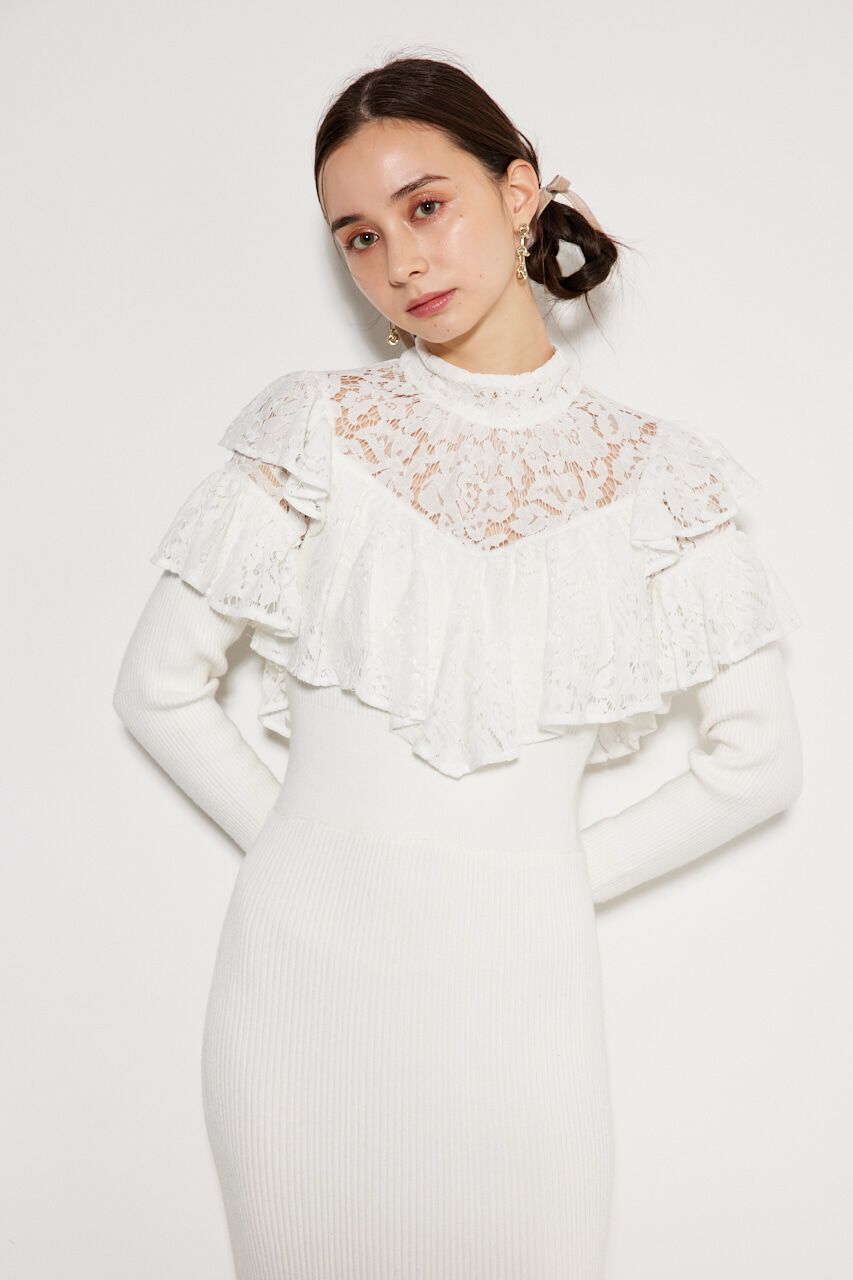 rienda「レースコンビマーメイドKnit OP」|ワンピース|