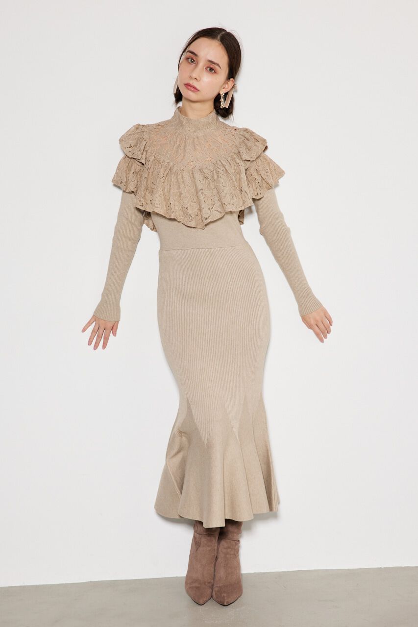 rienda「レースコンビマーメイドKnit OP」|ワンピース|