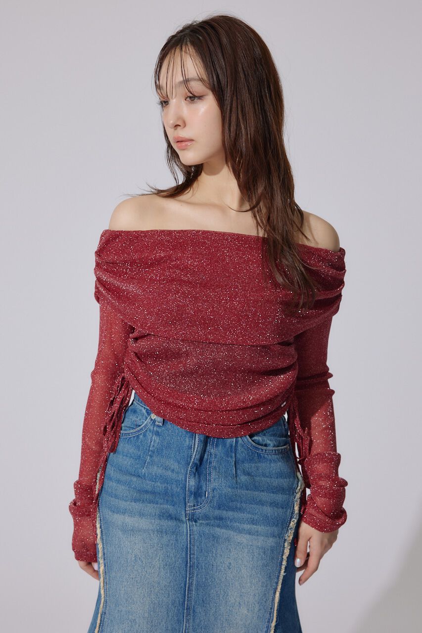 rienda「オフショルレディーラメトップス」|Tシャツ・カットソー|