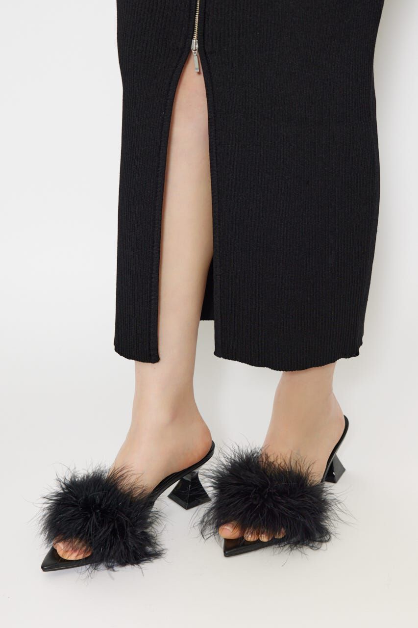 rienda「レディーフェザーミュール」|サンダル|BLK