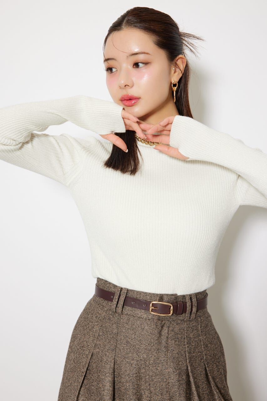 rienda「サムホール付きウォッシャブルハイネックニットトップス」|ニット・セーター|