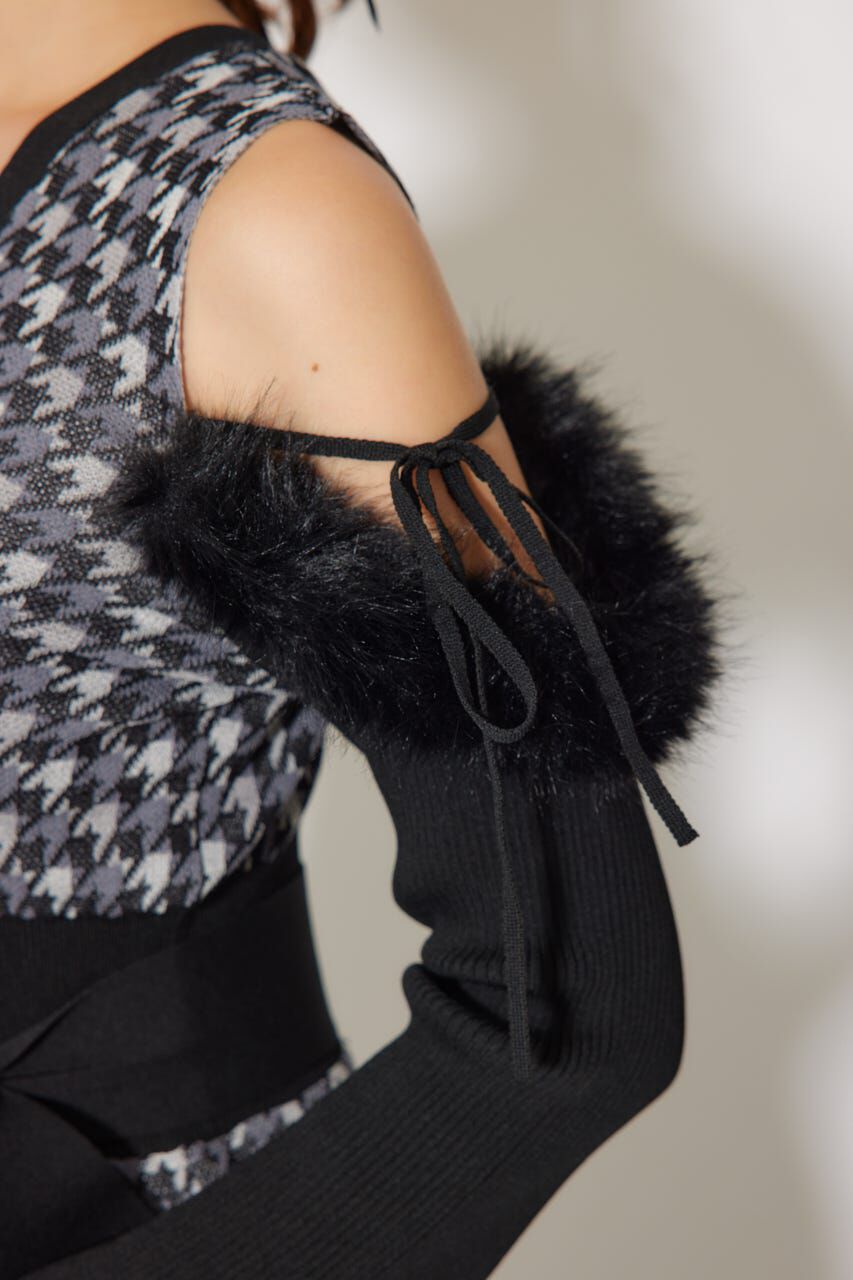 rienda「many wayフェイクファージャガードニットワンピース」|ワンピース|