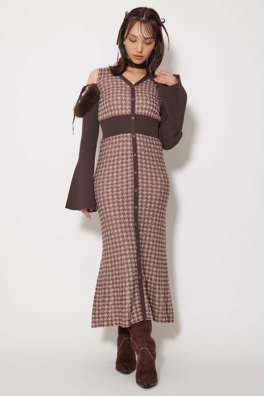 rienda「many wayフェイクファージャガードニットワンピース」|ワンピース|