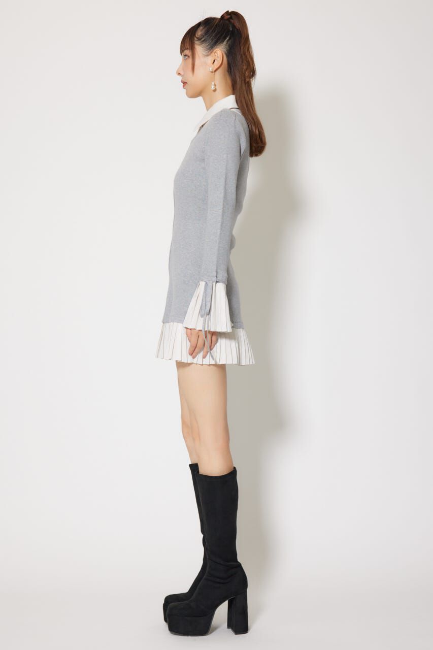 rienda「レイヤードパターンシャツニットミニワンピース」|ワンピース|