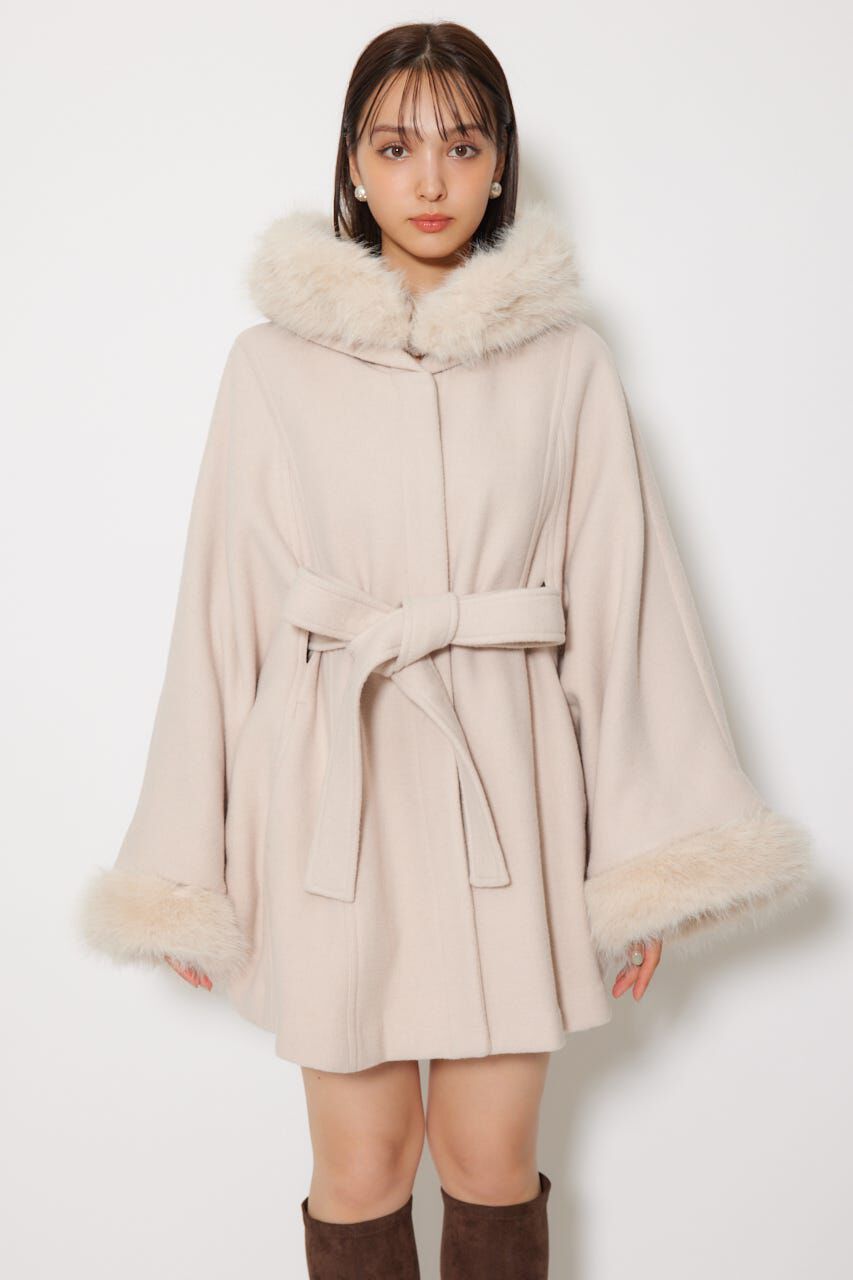 rienda「ウールMIXフードポンチョコート」|その他|