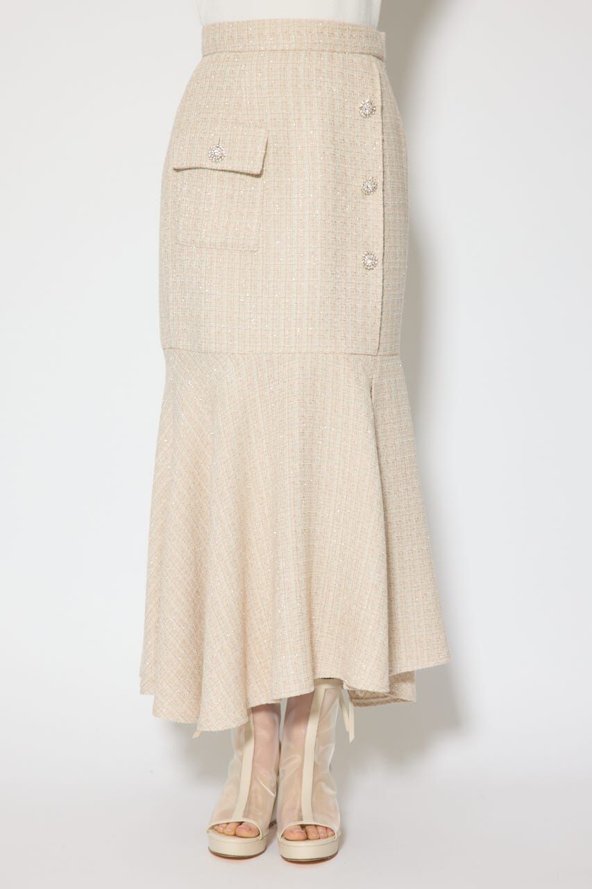 rienda「ラップスリットツイードマーメイドスカート」|スカート|