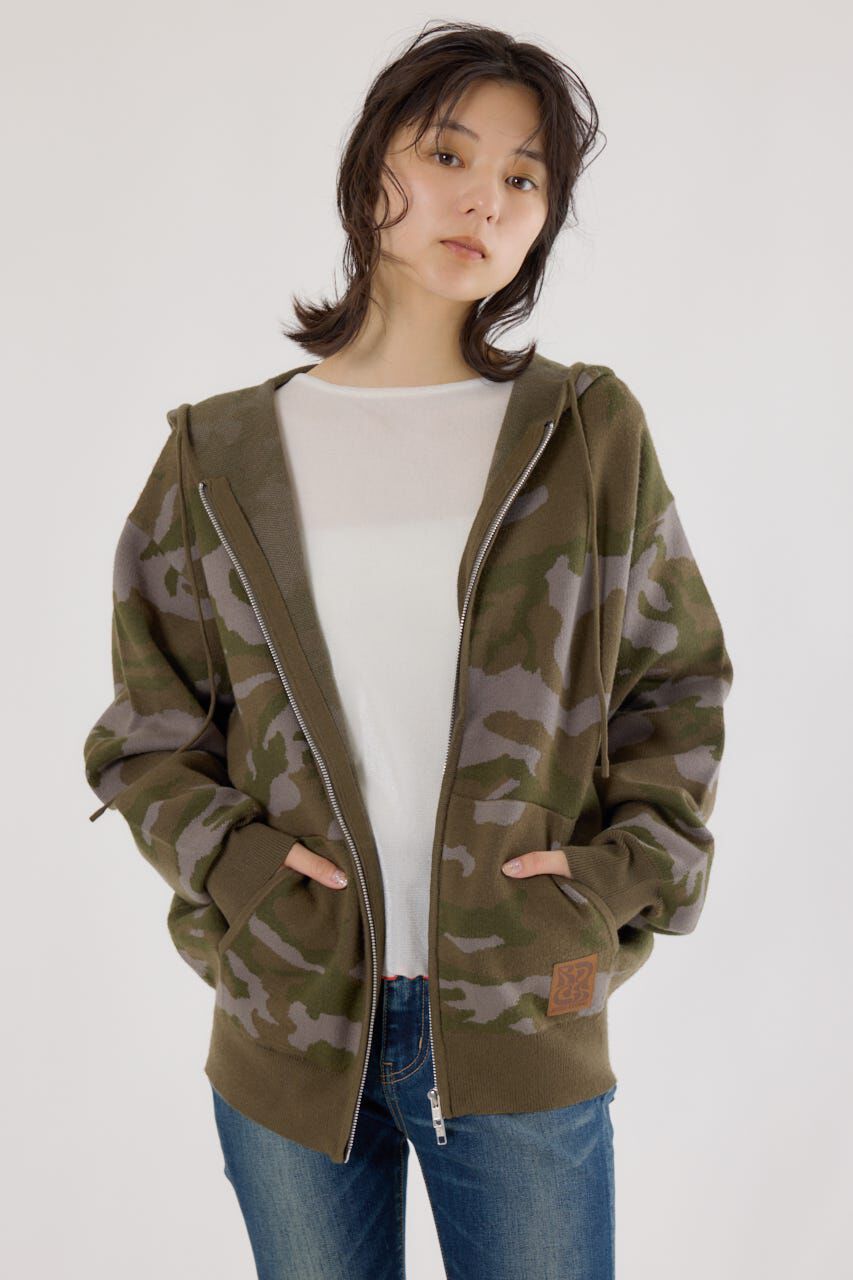 RODEO CROWNS「ジャガードニットジップパーカー」|パーカー|柄KHA5