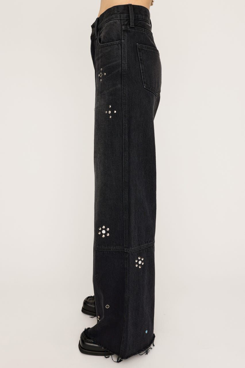 SLY「STUDS SEAM DESIGN FLARE PT-E」|デニム|