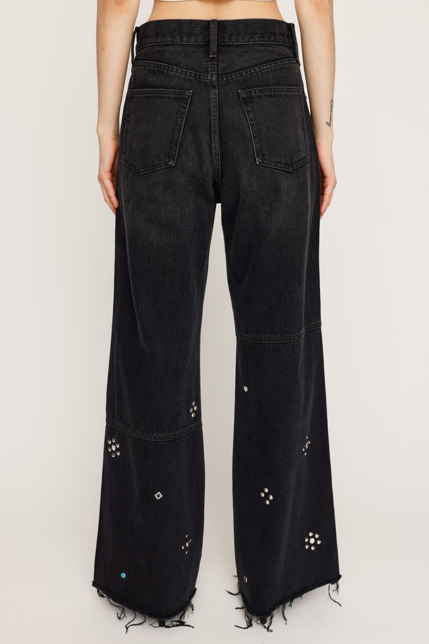 SLY「STUDS SEAM DESIGN FLARE PT-E」|デニム|