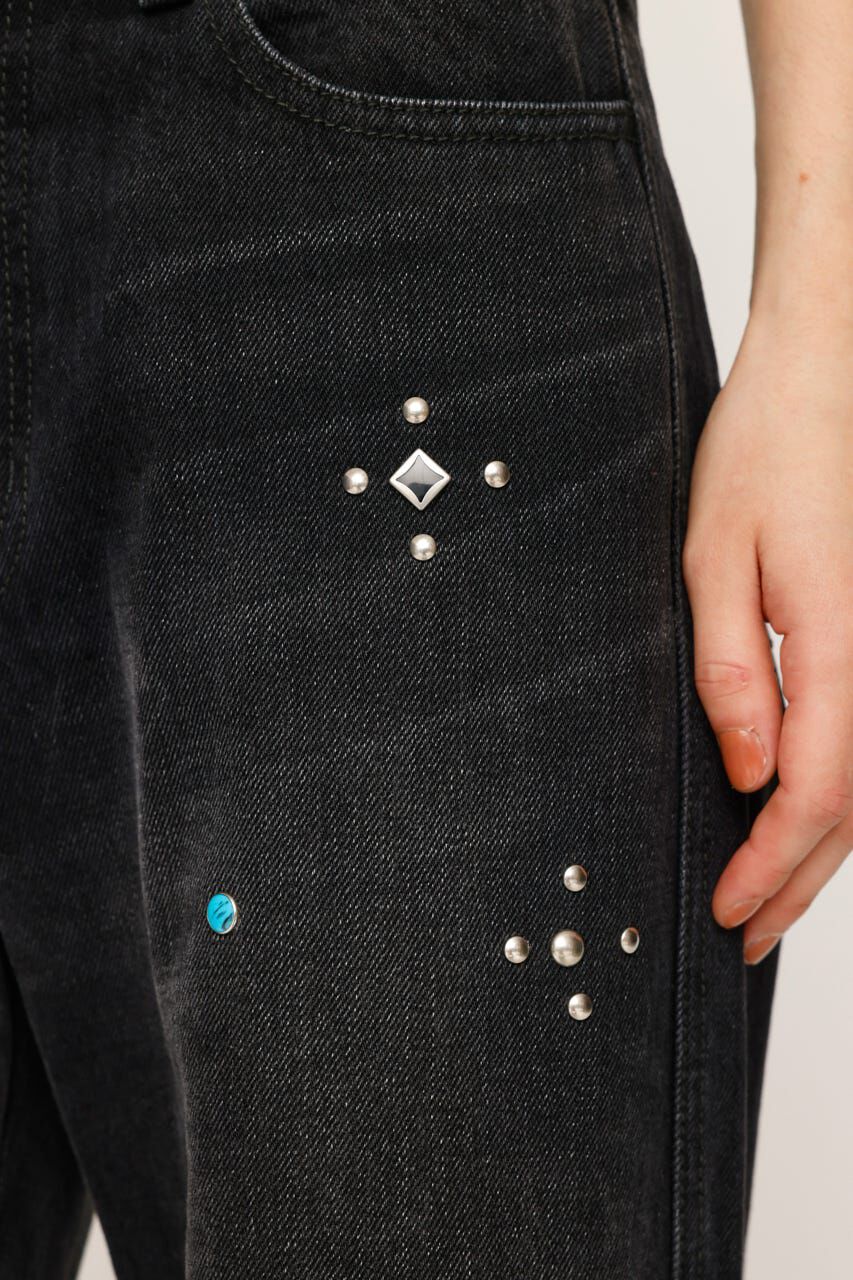 SLY「STUDS SEAM DESIGN FLARE PT-E」|デニム|