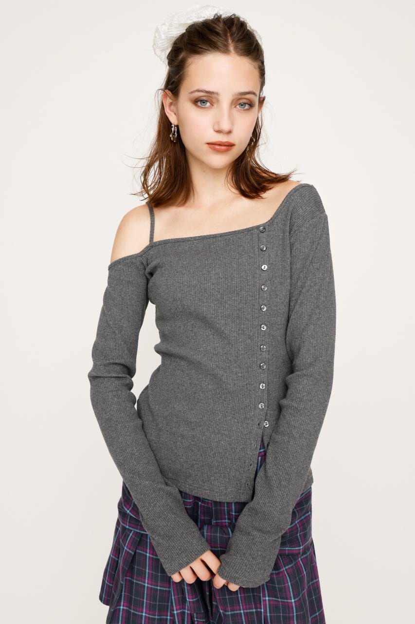 SLY「ASYMMETRY BUTTON トップス」|Tシャツ・カットソー|
