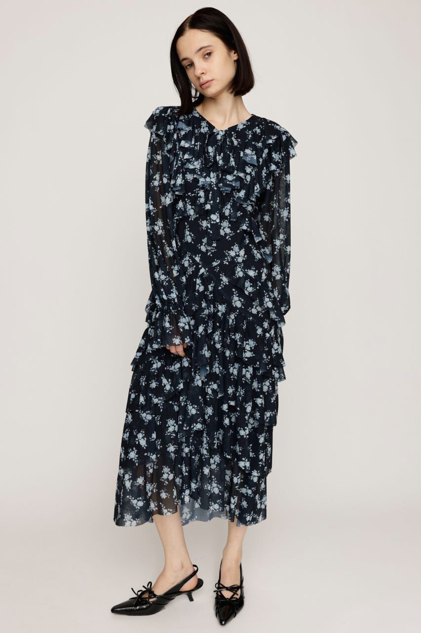 SLY「SHEER FRILL L／ドレス」|ワンピース|M/NVY7