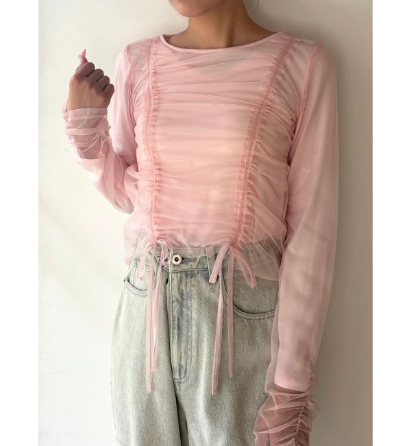 CALNAMUR「チュールロングＴ」|Tシャツ・カットソー|ピンク