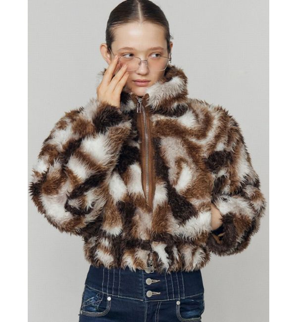 EMODA「シングルミニボアブルゾン」|ブルゾン・スタジャン|ブラウン