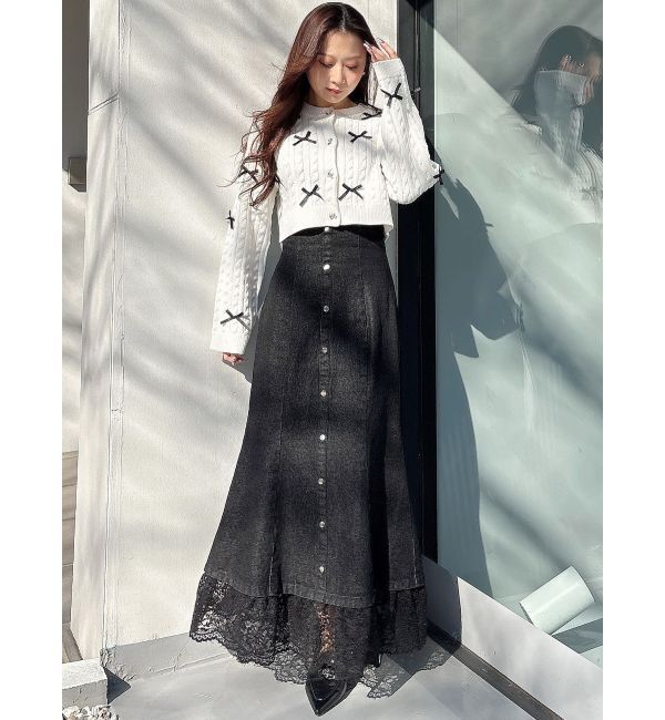 MERCURYDUO「配色リボンニットカーデ」|カーディガン|