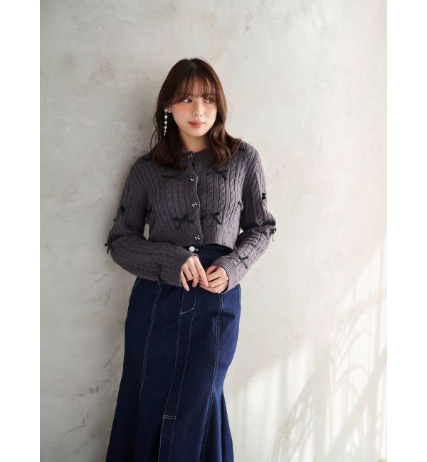 MERCURYDUO「配色リボンニットカーデ」|カーディガン|