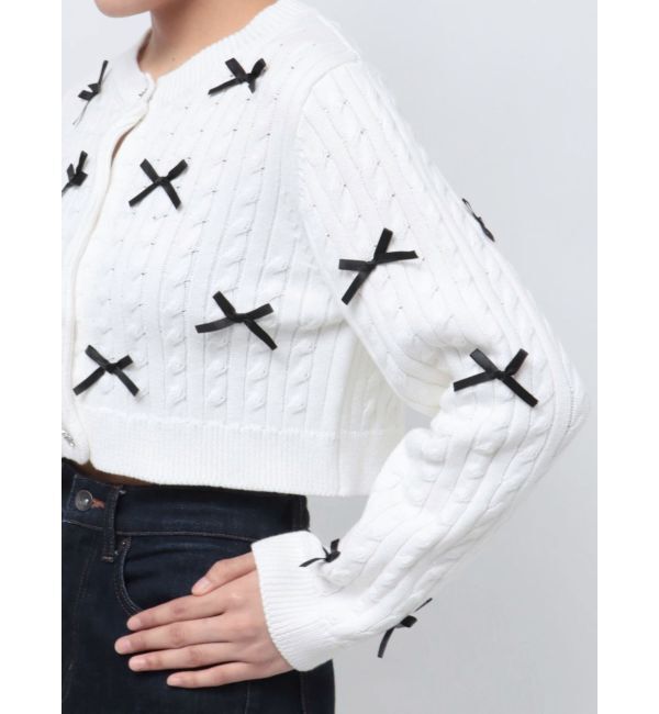 MERCURYDUO「配色リボンニットカーデ」|カーディガン|