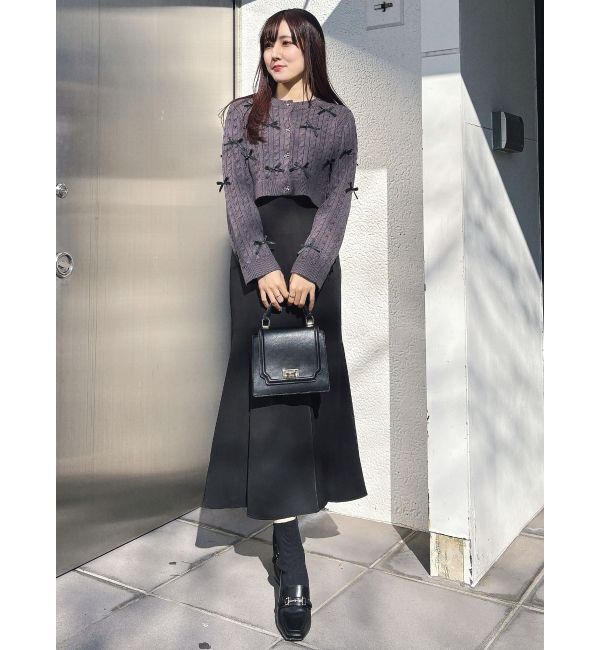 MERCURYDUO「配色リボンニットカーデ」|カーディガン|