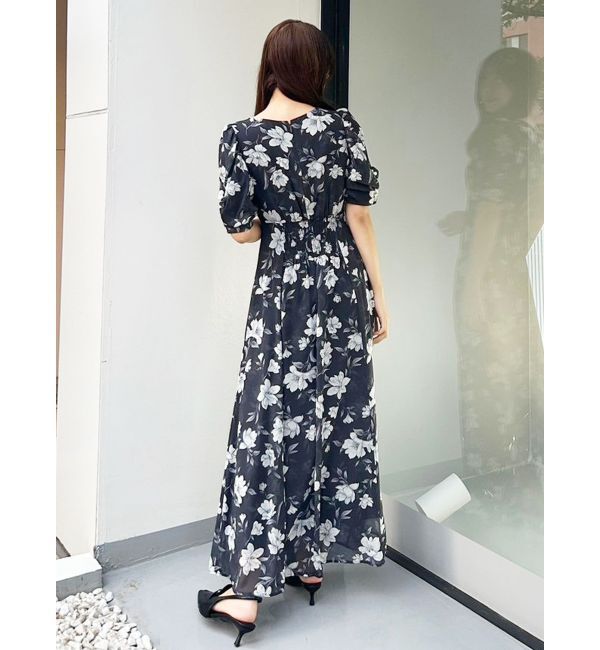 MERCURYDUO「フラワーギャザースリーブワンピース」|ワンピース|