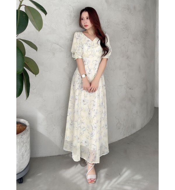 MERCURYDUO「フラワーギャザースリーブワンピース」|ワンピース|