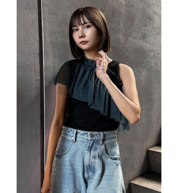 MURUA「チュールフリルレイヤードタンクトップ」|タンクトップ|