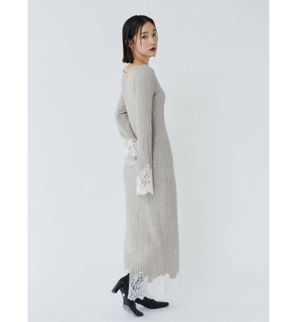 LAGUNAMOON「レースドッキングリブニットワンピース」|ワンピース|